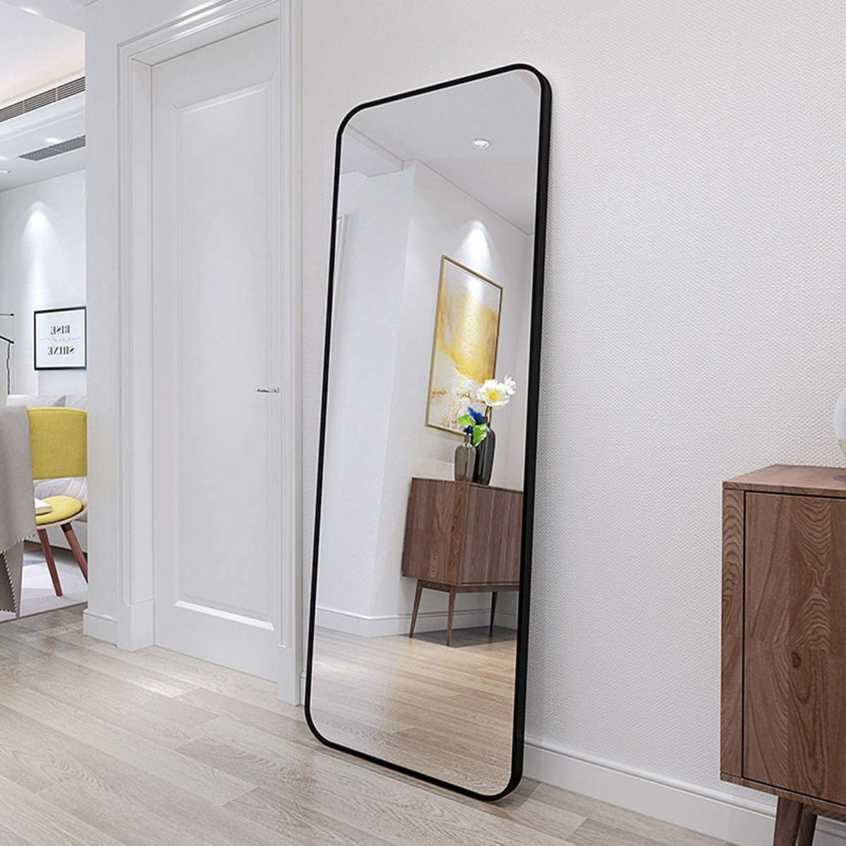TinyTimes 65×22" Full Length Mirror, Rounded Corner Floor Mirror