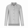 thumbnail image 2 of Button down shirts for women long sleeve Dressy Casual Tops Business Work Blouses Gauze Cotton Linen Shirts V Neck Loose Blouse Plus Size Elegant Tunic Top, 2 of 7