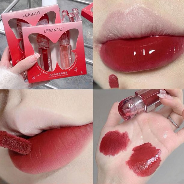 LUVCLS LEEINTO innovador juego de esmaltes de labios con efecto espejo, agua clara, labios mate de larga duración