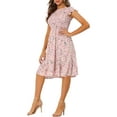 thumbnail image 4 of MODA NOVA Juniors Summer Sundresses Floral Smocked Fit and Flare Midi Dress, 4 of 6