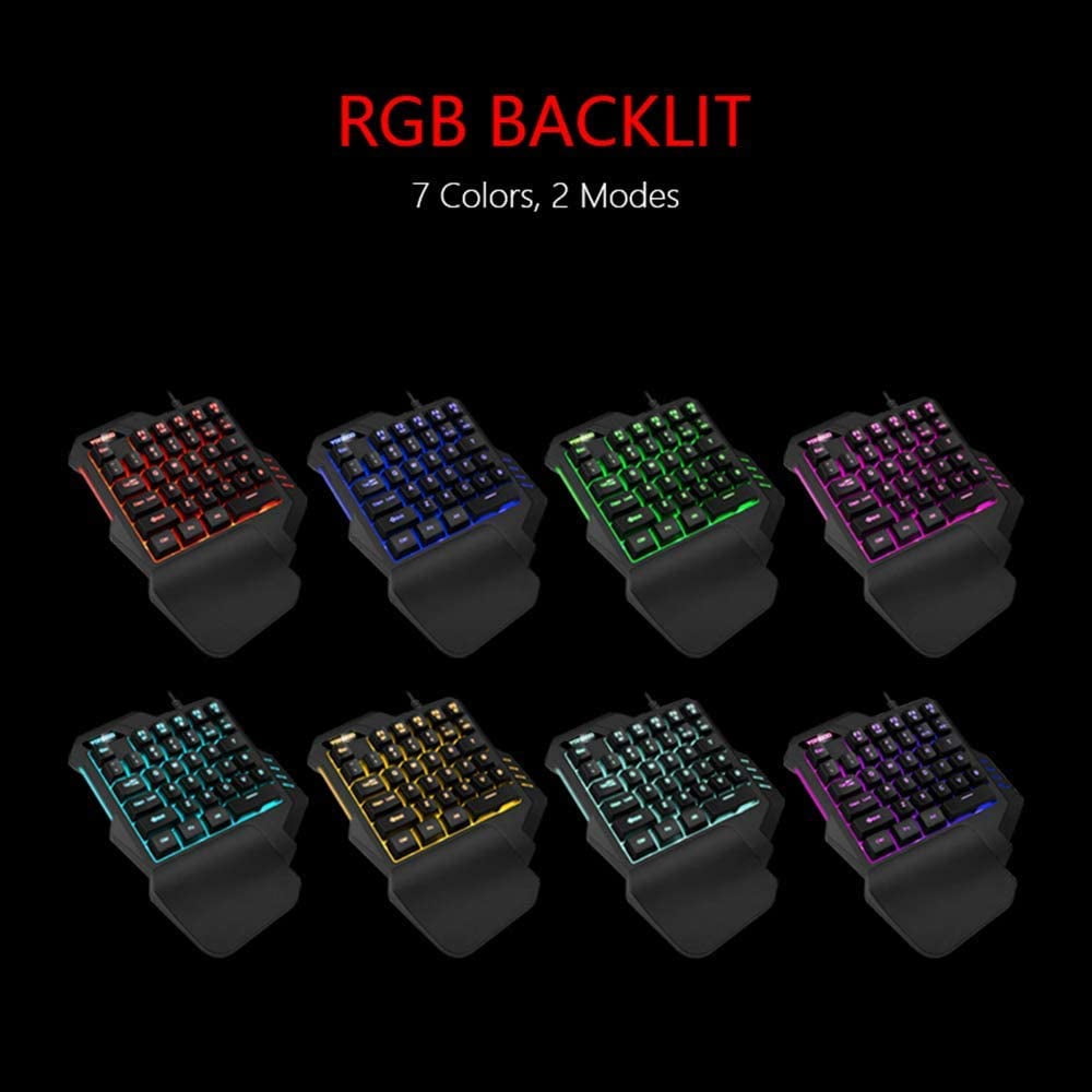 One-hand Gaming Keyboard RGB Backlight 35-key Portable Mini Gaming Keyboard Ergonomic Gaming Controller