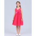 thumbnail image 5 of Manyakai Big Kids Girl's V Neck Bow Sash Wedding Bridesmaid Dance Prom Ball Gown Flower Dress Rose 4, 5 of 7