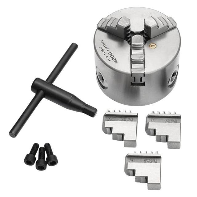 Portabrocas de torno de 3 mordazas, pieza de perforación de torno autocentrante Portabrocas autocentrante de hierro de 80 mm para máqui Baoblaze Mini mandril de torno