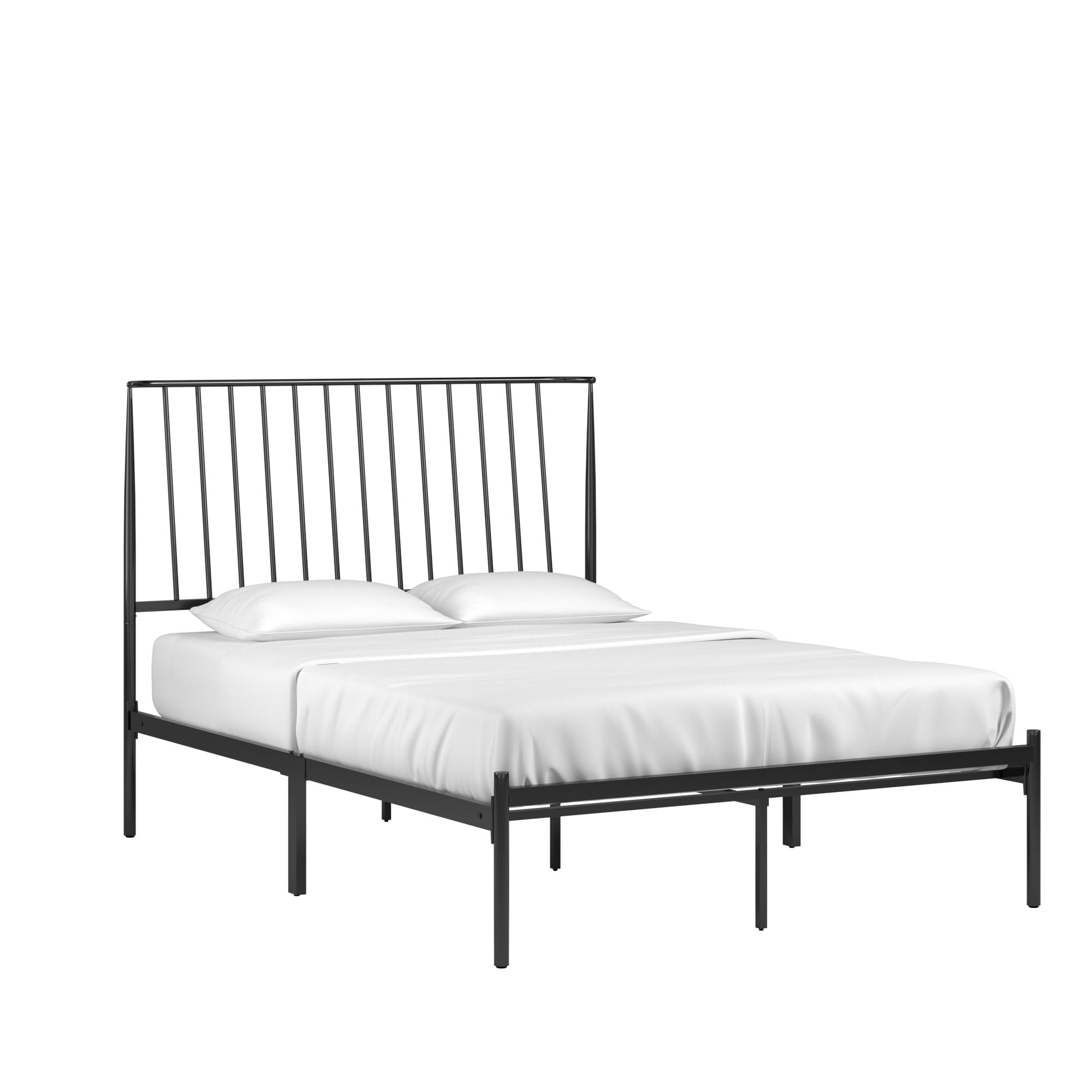 Weston Home Belisse Metal Platform Full Bed with Curved Metal Headboard, Black