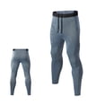 thumbnail image 3 of IWRICH Men's Striped Tights Compression Pants Workout Running Gym Legging Pants BU2 L, 3 of 8