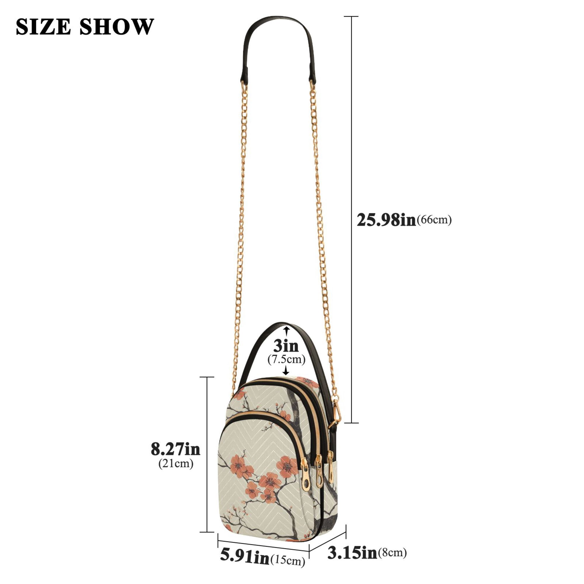 FORMRS Crossbody Bag for Women Quilted Travel Shoulder Cell Phone Purse with Chain Strap Handbag, Light Red Flowers