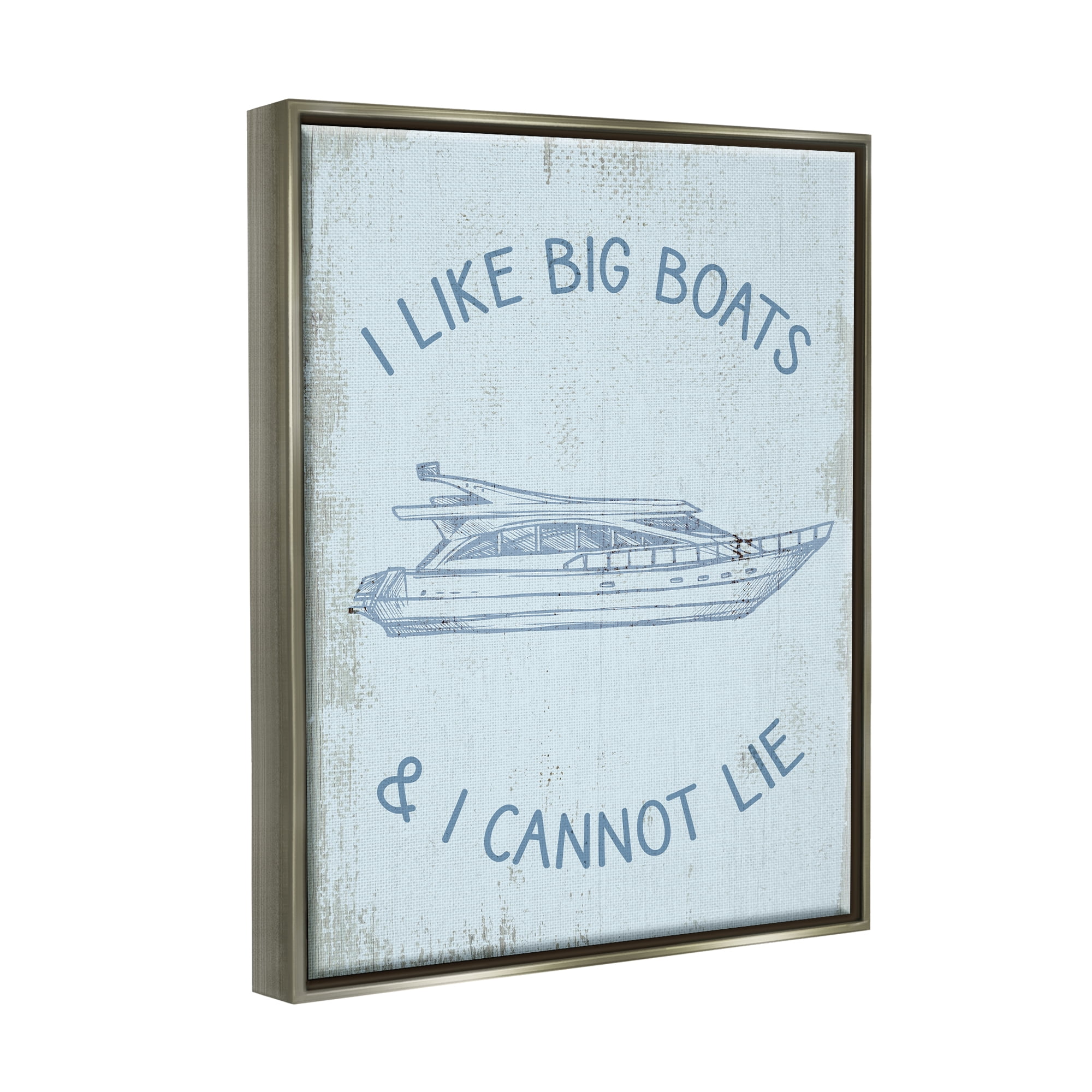 Stupell Industries Funny Rustic Big Boats Transportation Painting Gray Floater Framed Canvas Art Print Wall Art, 25 x 31