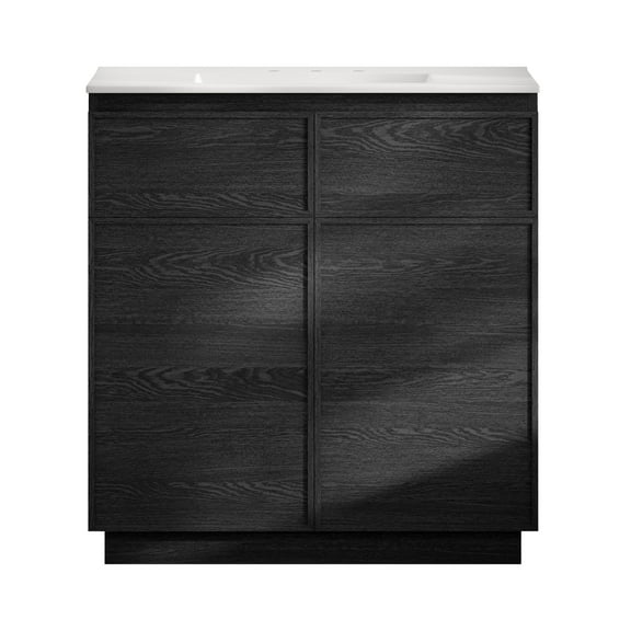 St. Tropez 36" Freestanding Bathroom Vanity in Black Oak with 3-Hole Widespread Sink Top