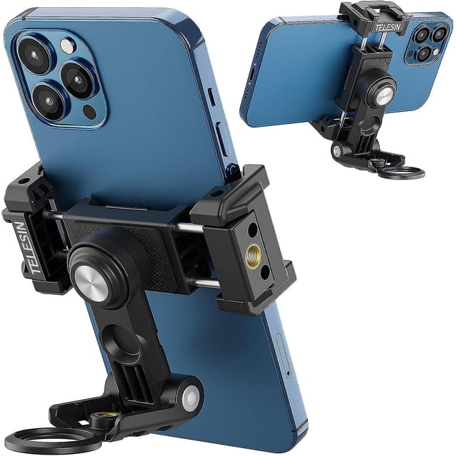 Phone Tripod Mount Holder, Adjustable Stand with Cold Shoe for Vertical or Horizontal Use
