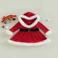 thumbnail image 2 of Robe à Capuchon de Noël pour Fille, Manches Longues, Robe en Peluche à Empiècements avec Ceinture, 2 of 9