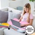 thumbnail image 3 of MavoCraft Laptop Desk for Bed - Lap Table with iPad Slot & Cup Holder - Portable Wood Lap Desk for Sofa & Bed for Adults & Kids - Adjustable Tablet & Laptop Stand for Comfortable Use (Pink), 3 of 7