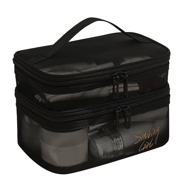 Bolsas de Artículos de Aseo de Viaje Bolsa de Almacenamiento Transparente de Mano de Gran Capacidad, Almacenamiento Portátil de Viaje de Doble Capa Y Organizador de Bolsa de Almacenamiento de Artículo