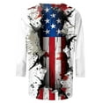 thumbnail image 4 of Xdegoge ofertas De Hoy En4th of July Shirts Women Xl Crewneck Women's 3/4 Sleeve Shirts USA Shirt Oversized Graphic Tee Cheetah Print Top Plus Size Y2K Shirts Camisetas De Mujer En oferta, 4 of 5