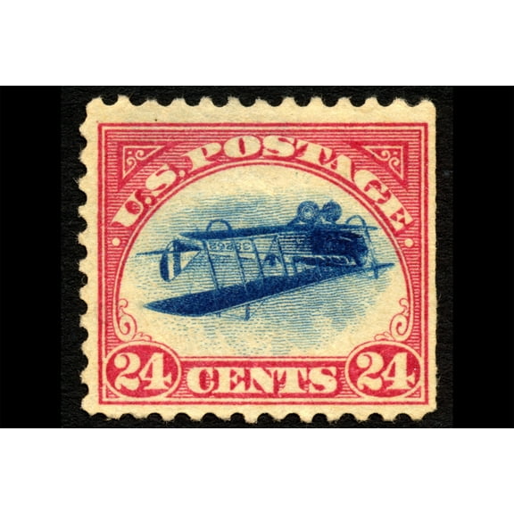 24x36 gallery poster, 24c Curtiss Jenny invert single stamp 1918