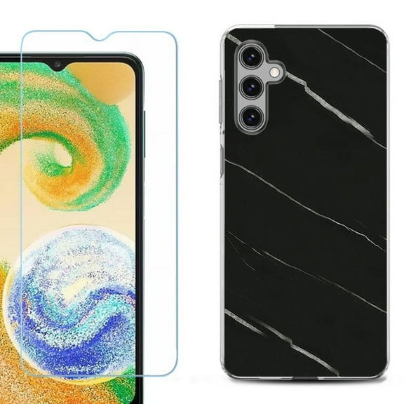 OneToughShield ® Compatible with Samsung Galaxy S24, Shockproof Fashion Phone Case, with Tempered Glass Screen Protector - Marble / Black