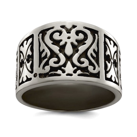 Titanium Tapered Flat Casted Design Brushed Polished 14mm Band Size 8 Ring for Women and Men