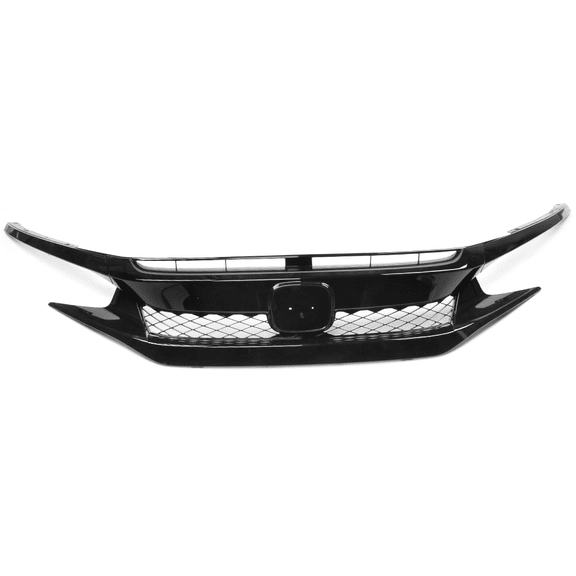 Ikon Motorsports Compatible with 19-20 Honda Civic T-R Style Gloss Black Front Grille W/ 2PC Eyebrows
