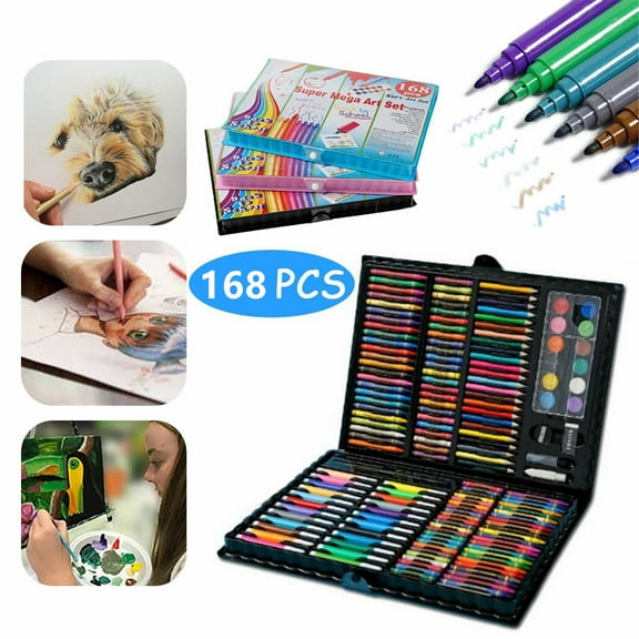 EZGO 168pc Drawing Pen Art Set Kit Colored Pencils and Sketch Charcoal Tool