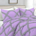 thumbnail image 2 of 1 Piece Luxury Two Tone Diamond Ruffle Pattern Comforter Super Soft, All Season 800 Thread Count, 100% Egyptian Cotton, Super King Size Lilac-Silver Color, 2 of 4