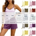 thumbnail image 3 of Ayolanni Womens Pajamas Sets 2 Piece Soft Sleeveless Cami Tops and Shorts Pjs Comfy Striped Summer Loungewear Sleepwear Sets L, 3 of 6