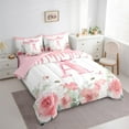 thumbnail image 3 of jejeloiu Monogrammed A Twin Bedding Sets 7-Piece,Retro Flower Butterfly Bedding Comforter Set,White Pink Bow Sheet Sets For Girl,Microfiber Room Decorative Reversible, 3 of 8