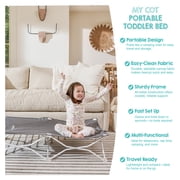 Regalo My Cot Portable Toddler Bed, Lightweight Foldable Travel Bed for Kids, Gray/White Legs