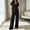 Black women two piece lounge set a1, variant on BRELIL Women's Two Piece Lounge Set V Neck Short Sleeve Tee Wide Leg Pants Casual Matching Outfits Solid Basic Tracksuit for Travel Fall Vacation, Army Green XL