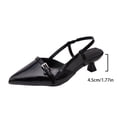 thumbnail image 6 of Kitten Heels for Women Pointed Toe Pumps Patent Leather Low Heel Slingback Heels with Buckle Dress Shoes for Dating Party Working，Black Size 42, 6 of 9