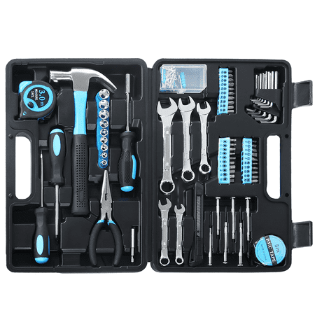 Tool Set, HSIAOLIN General Household Hand Kit with Toolbox Storage Case, Perfect for Homeowner, Office & Workshop Repairs, Blue