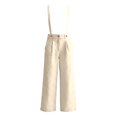 thumbnail image 5 of Women's Pants Summer Vintage Suspender Overalls Adjustable Strap Wide Leg Dressy Jumpsuit High Waist (Beige L), 5 of 5