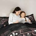 thumbnail image 4 of Manfei Game Console Bedding Comforter Set 7-Piece,Gamer Gaming Queen Bedding Sets,Pink Black Buffalo Queen Sheet Sets,Breathable Bedroom Decorative Reversible, 4 of 7