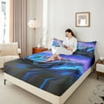 thumbnail image 4 of Castle Fairy Racing Car Twin Sheet Sets for Kids Teenagers,Black Blue Bedding, 4 of 7
