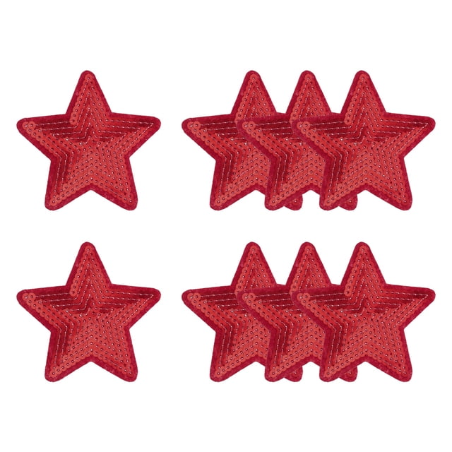 Parches de Lentejuelas en Forma de Estrella Uxcell, Parches Bordados para Ropa y Accesorios Rojo 3.5"x3.5"