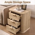 thumbnail image 6 of Wooden Nightstands 22" Wide Fluted Nightstand with Charging Station, Modern End Table for Living Room, Bedroom, Home Office, Wood 3 Drawer Dresser, Large Bedside Tables, Curved Profile Design,Bedsid, 6 of 11