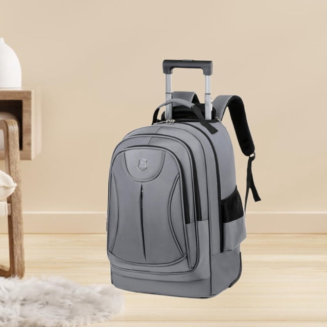 Mochila con ruedas y carrito Mochila con ruedas y palanca oculta Bolsa para ordenador Maleta con ruedas para viajes de negocios , GRIS