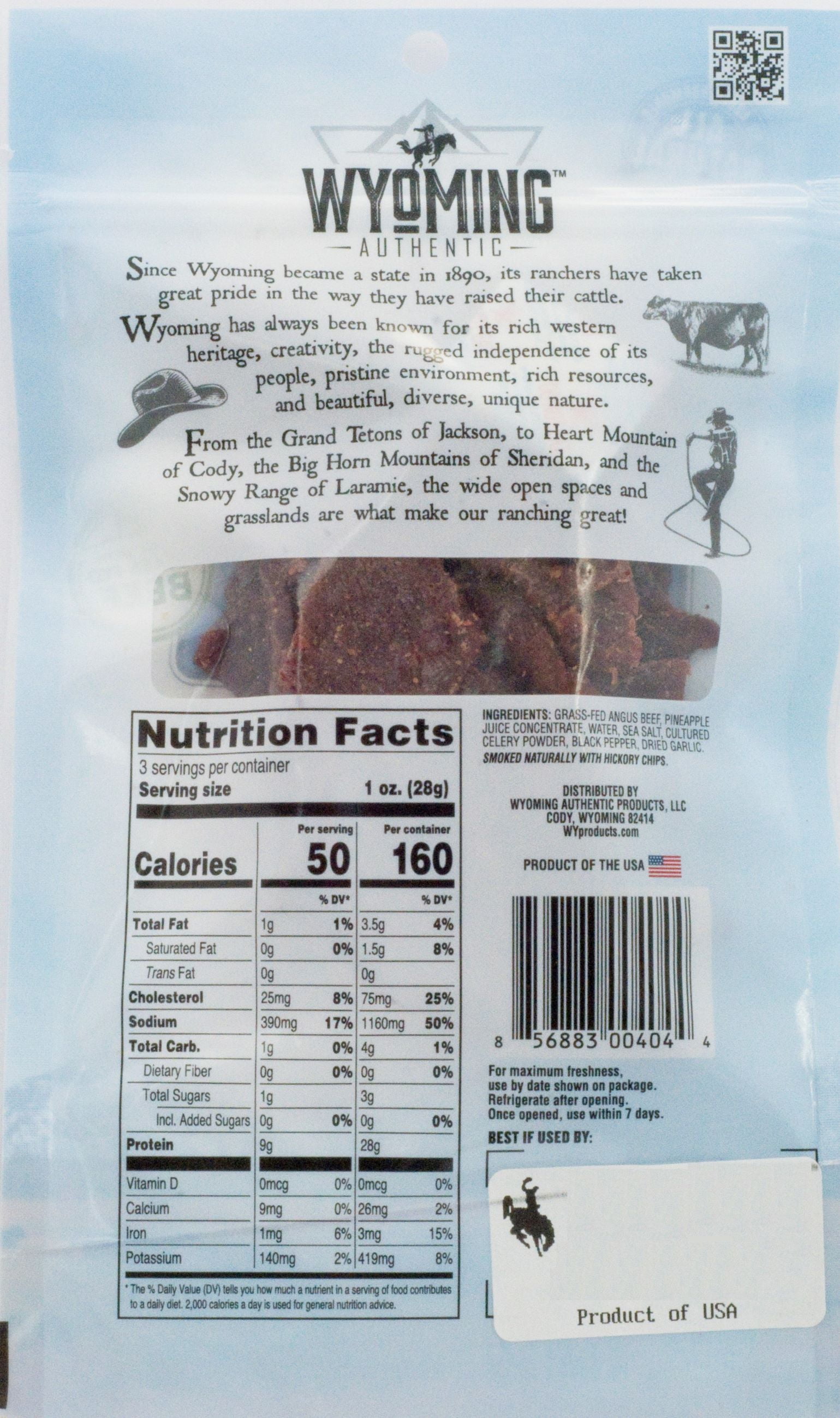 Wyoming Authentic Original Angus Beef Jerky, 3 oz