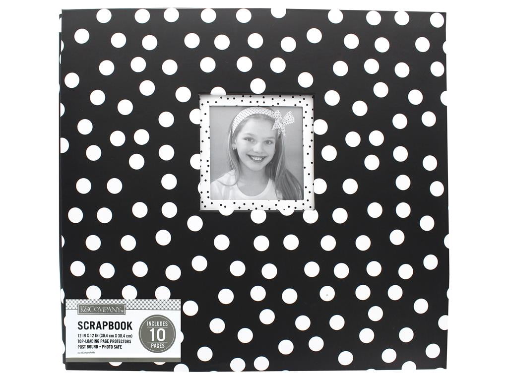 K&Co Scrapbook 12x12 window Dots Blk/Wht