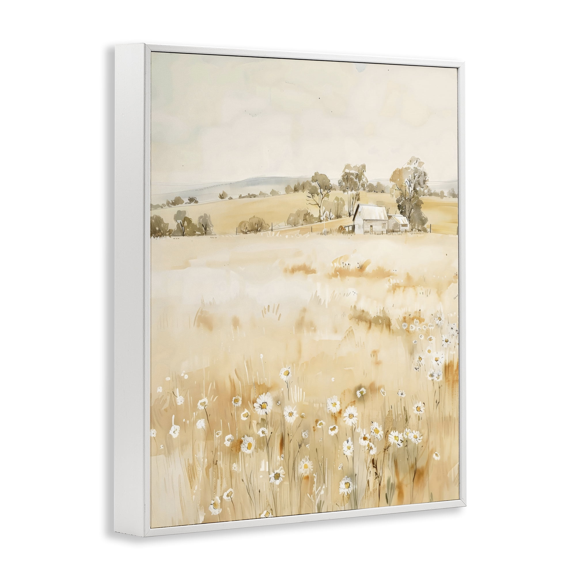 Stupell Industries Farm Country Meadow with Daisies White Framed Giclee Art, design by Creative Studio