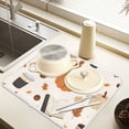 thumbnail image 2 of Yayeee Dish Drying Mat for Kitchen Counter 16" x 18" Microfiber Super Absorbent Coffee Decorative Pad, Hand Drawn Pumpkin, 2 of 9