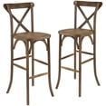 thumbnail image 1 of 2 Pk. HERCULES Series Dark Antique Wood Cross Back Barstool, 1 of 9