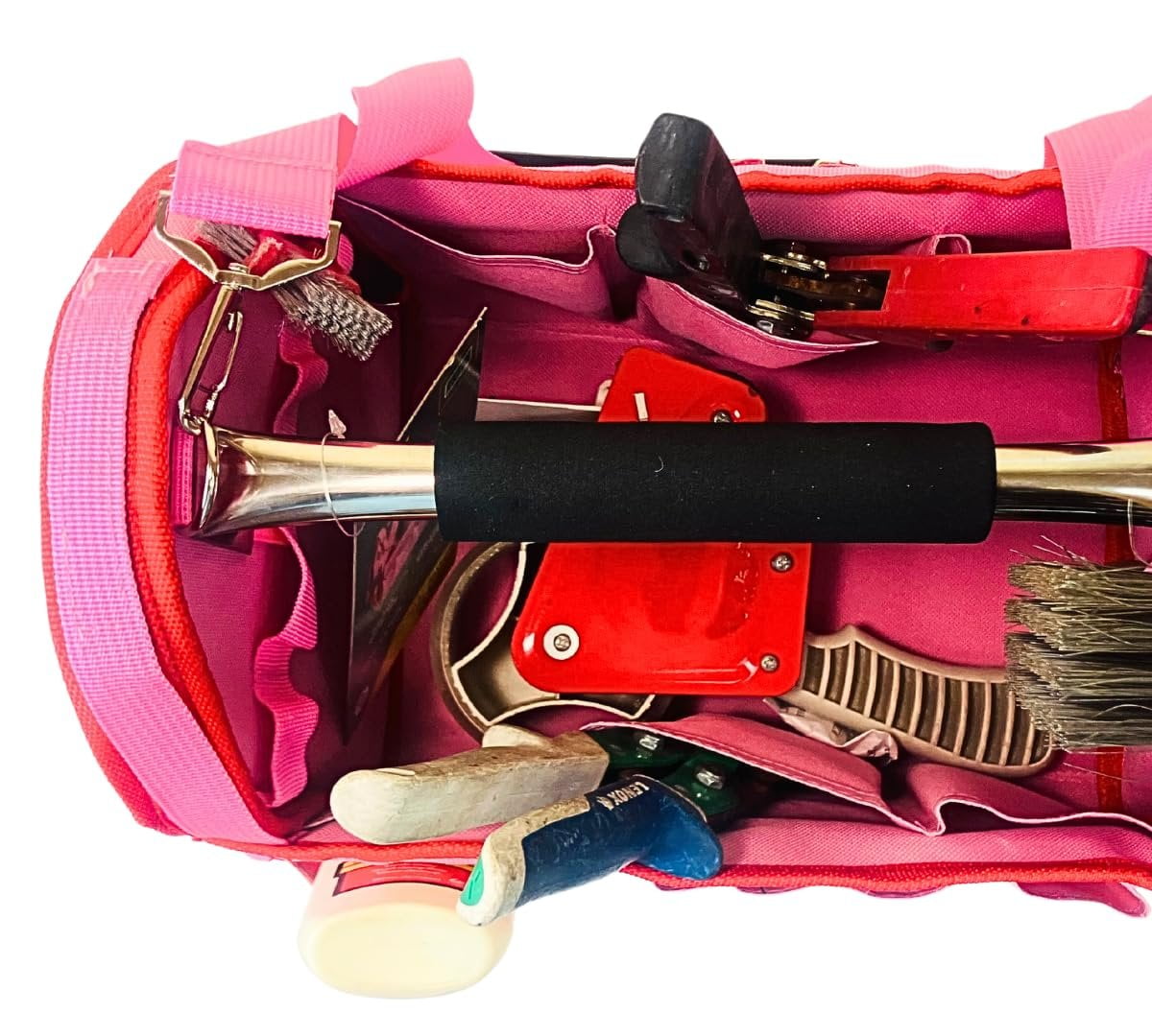 RAVEN 12.5" Pink Tool Carry-All Tool Bag  Premium Canvas with Multi-Pockets  Metal Handle & Rubber Feet  12.5" x 9.5" x 8"  Best for Tools, Crafts & Supplies