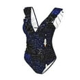 thumbnail image 4 of Yiaed Physical Formulas Print Women's Ruffled One Piece Swimsuit V Neck Swimwear Slimming Monokini for Woman-Large, 4 of 8