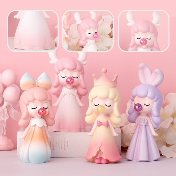 LEORX 1Pcs Desktop Resin Statue Blowing Bubble Girl Decor for Women Girls