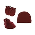 thumbnail image 1 of Clearance! Baberdicy Newborn Hat Gloves Foot Set Three Piece Multi Color Set Wine, 1 of 4