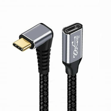 JSER 0.2M Up Down Angled USB-C USB 3.1 Type C Male to Female Extension Data Cable 10Gbps 100W with Sleeve for Laptop