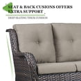 thumbnail image 3 of PARKWELL 4-Piece Outdoor Patio Furniture Set 5-Seat High Back Conversation Set with 30" Fire Pit Table and Deep Seat Wicker Chairs for Patio Garden Deck,Brown Wicker Gray Cushions, 3 of 8