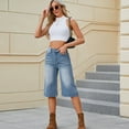 thumbnail image 2 of HXWCHs Women's Mom Jeans Retro Style & High Waist Women Summer Casual Denim Pants with Elastic Waistband Comfortable Straight Leg Cropped Ankle Length Jeans for Daily Wear Blue XXL, 2 of 7