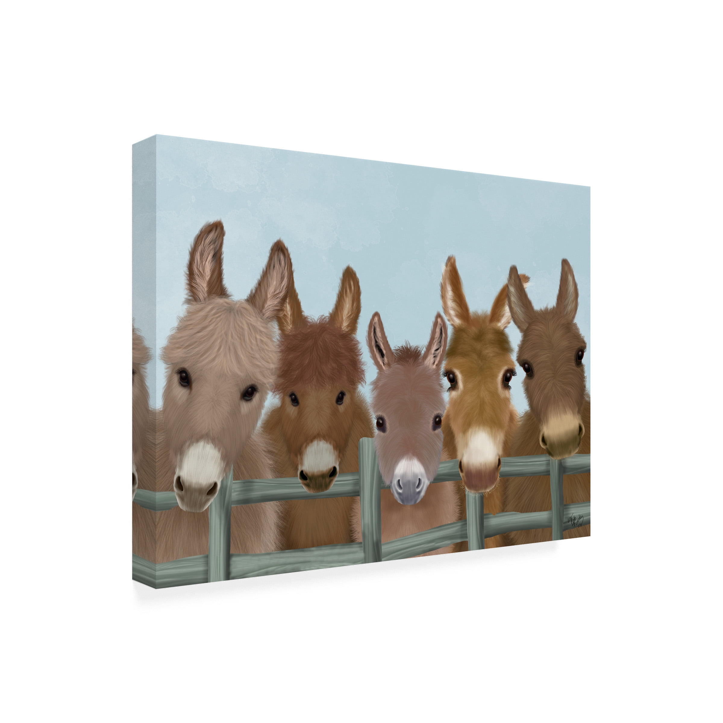 Fab Funky 'Donkey Herd at Fence' Canvas Art
