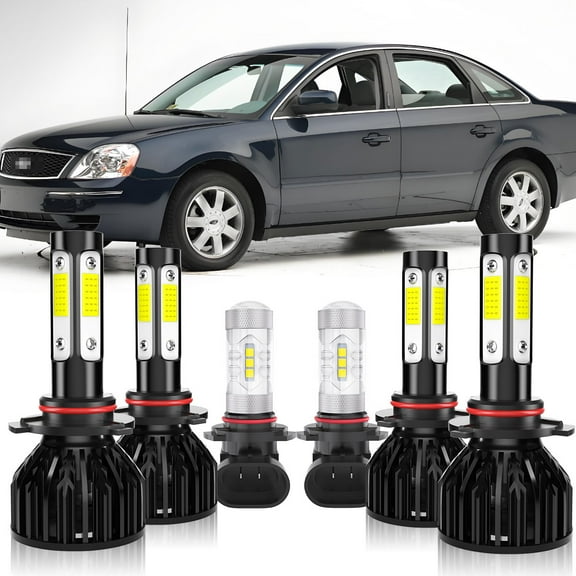 For Ford Five Hundred 2005 2006 2007 9005+9006+H10 LED Headlight HIgh Low Beam Bulbs Fog Lamps 6Pcs Combo, 6000K Xenon White 4000LM Ultra Bright, 300% Brighter, Fast Cooling
