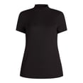 thumbnail image 6 of Time and Tru Women's Mock Neck Top with Short Sleeves, 2-Pack, Sizes XS-XXXL, 6 of 7